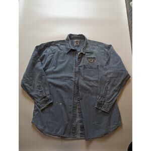 Vintage Woman's Lee Sport Green Bay Packers Embroidered Denim Button Down Shirt